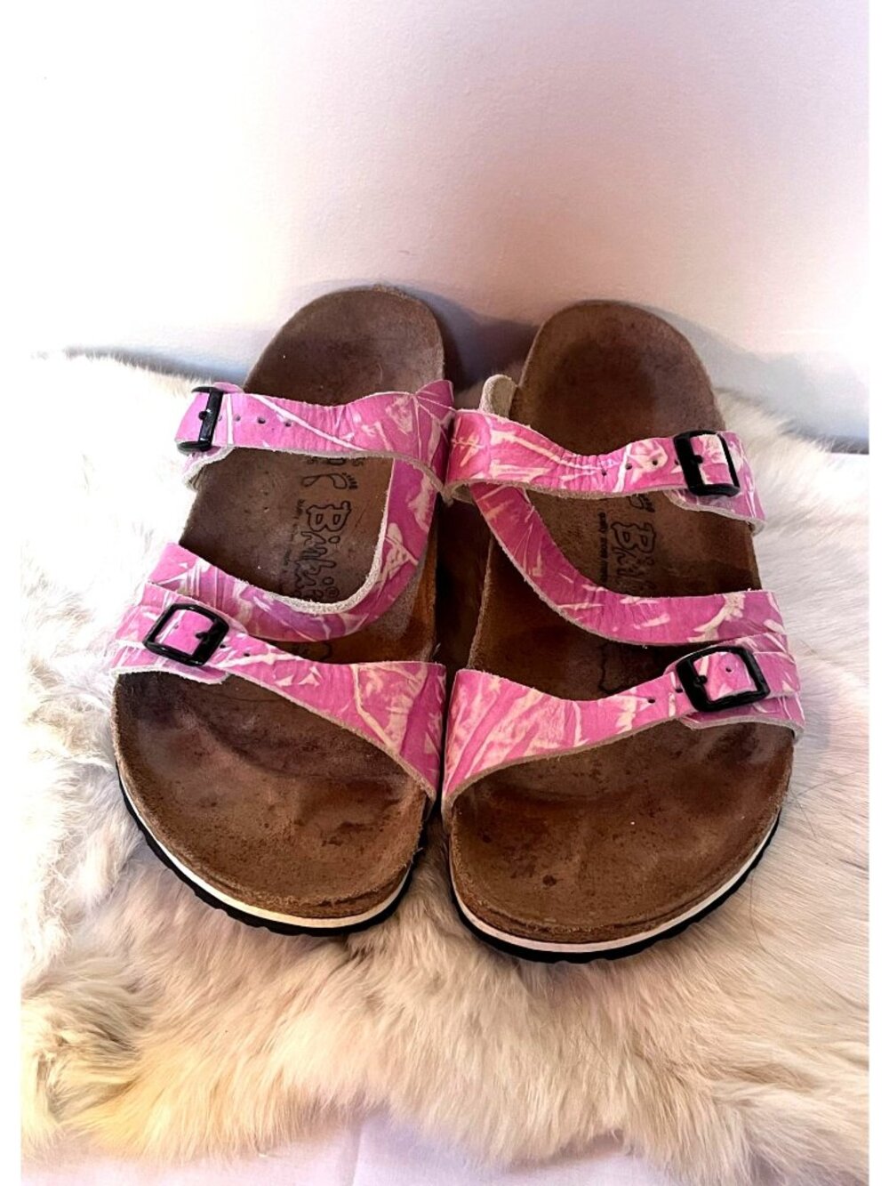 Birkis By Birkenstock Salina Pink Sandals Size 39 US 8 Adjustable Buckles Cork